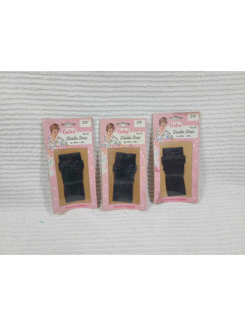 Vtg 50s Bra Strap NOS Lingerie Sewing Repair Black Metal Slides Pinup Set of 3
